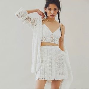 Free People knitted white skirt set
